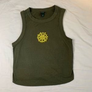 Wild Fable Green & Yellow Tank Top Small